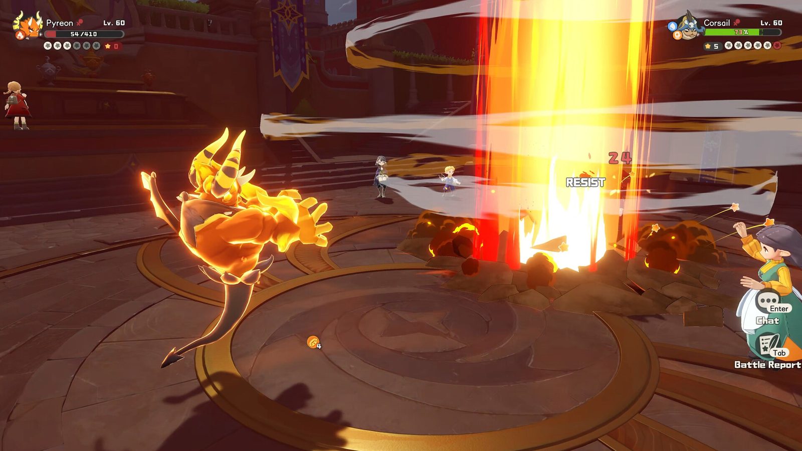 A Fire Jini attacking during a Roco Kingdom battle (official Steam store screenshot)