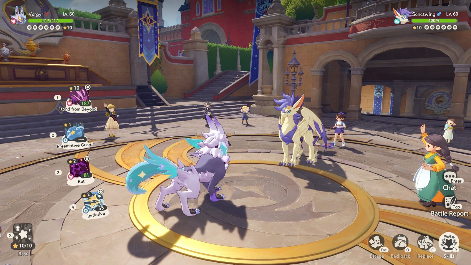 Two Jinies facing off in an arena during Roco Kingdom gameplay (official Steam store screenshot)